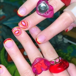 Sparkly chunky “M” resin ring by the bonbonwhims